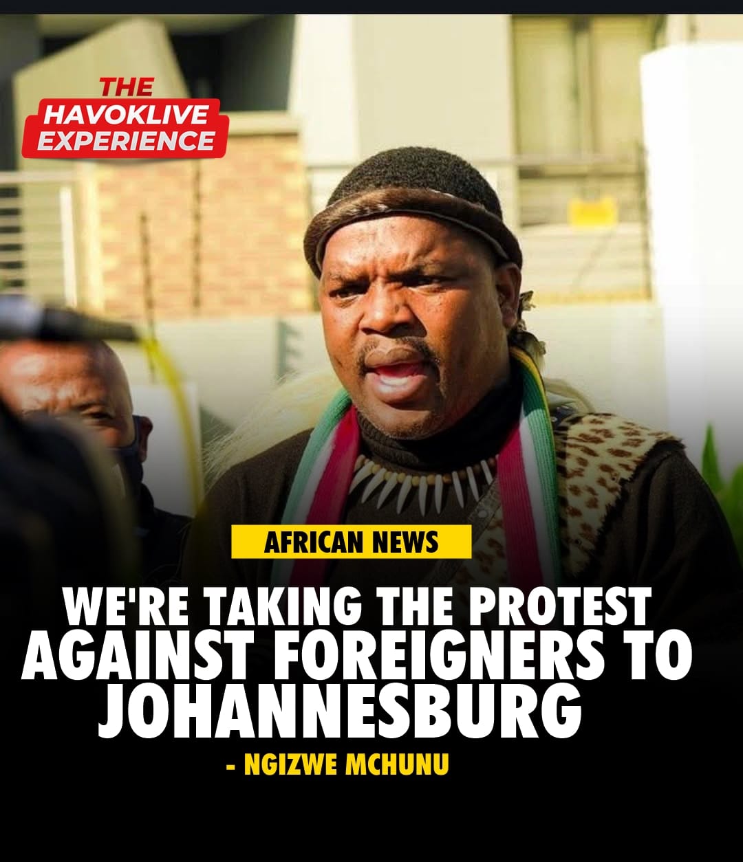 One of the leaders in the on going protests against illegal immigrants in South Africa Ngizwe Mchunu