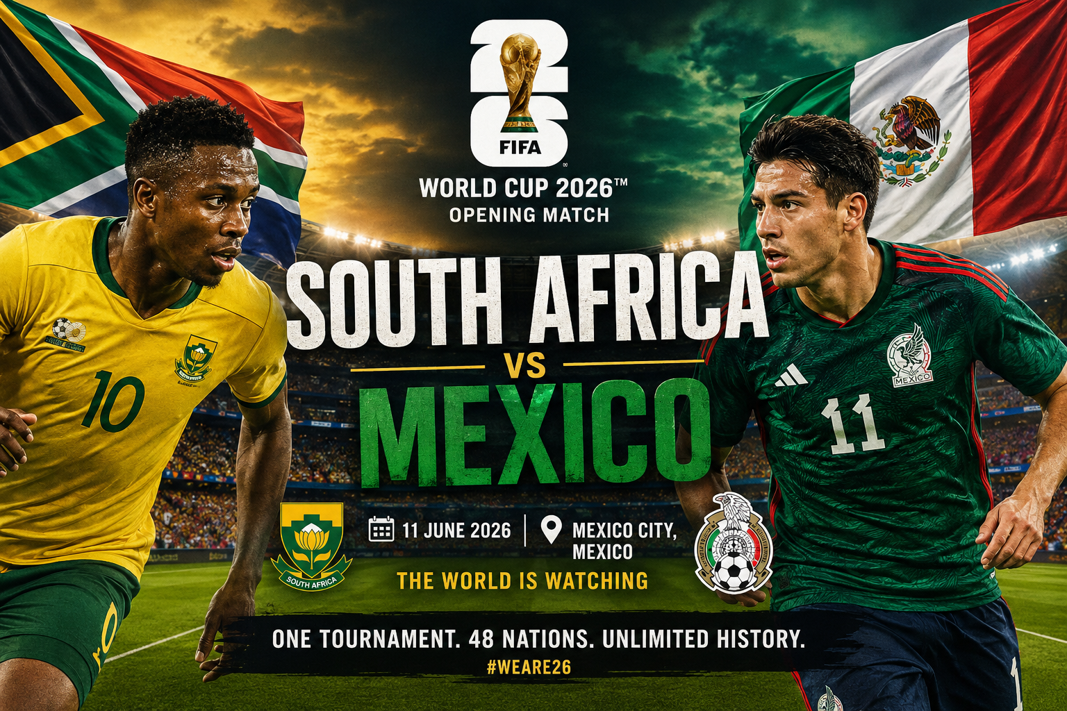 South Africa vs Mexico at the 2026 FIFA World Cup opening match